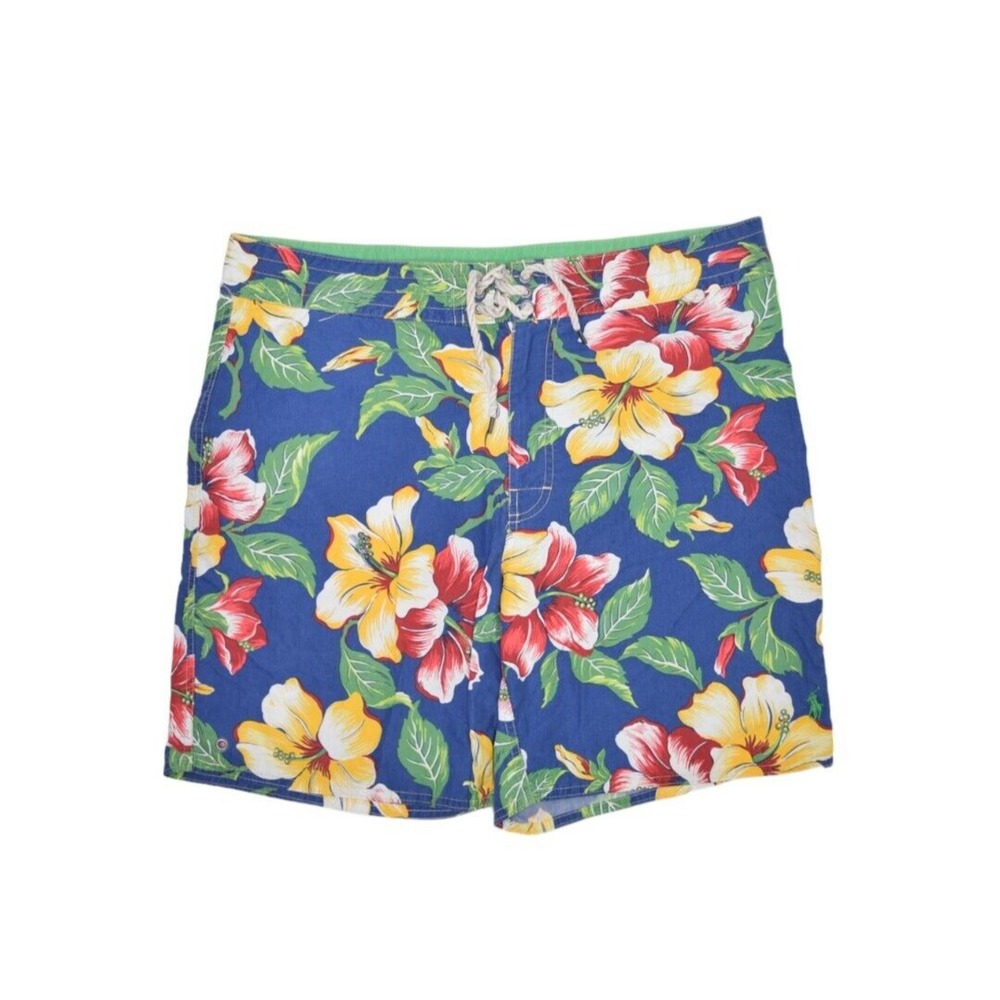 Polo Ralph Lauren Swim Trunks Mens 36 Floral Hawaiian Beach Shorts Mesh Lined